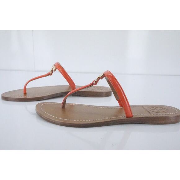 Tory Burch Strap Logo Thong Flip Flop Beach Slide Sandal Size 5 New $175 Orange - Picture 5 of 8